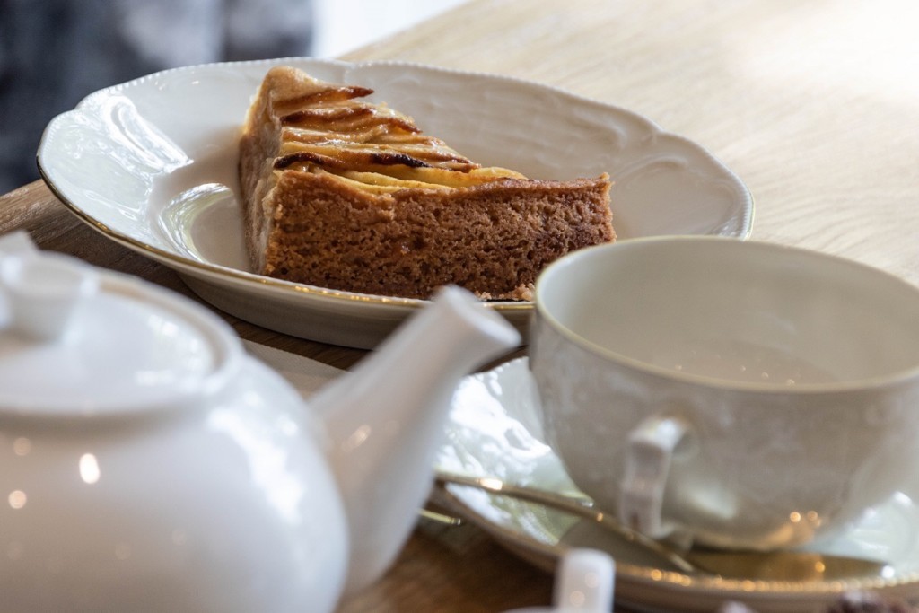 Tea and Charlotte’s apple tart, sinfully delicious